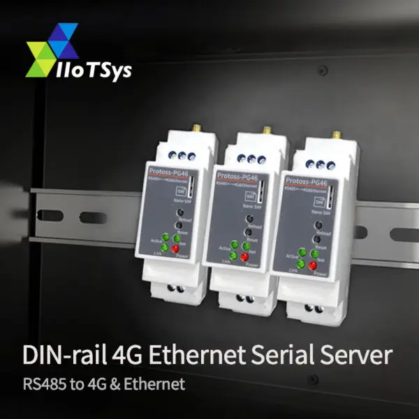 DIN-rail RS485 4G LTE Ethernet Serial Server